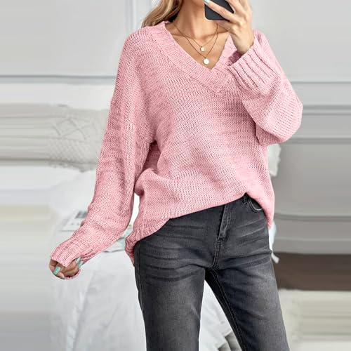 Knit Sweater for Women V Neck Long Sleeve Lightweight Tunic Sweaters - image 5