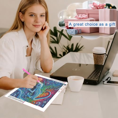 Image of AiYuanzsh 5D Diamond Painting Kits for Adults, Colorful Spotted Gecko Abstract Diamond Art Kits for Adults Beginner, DIY Full Drill Round Paint by Diamonds Dot Gem Art Wall Decor 13.8x13.8 Inch