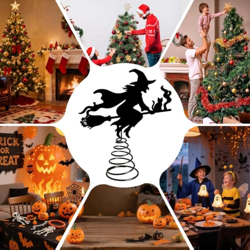 Cime de abeto de Halloween en hierro negro con luz LED para decoración del hogar 5