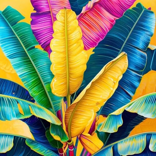 Peinture Numero Adulte, Enfants Débutants Peinture par Numéros Plantes colorées Kit de Peinture à l'huile sur Toile, kit Activité manuelle Loisirs Créatifs Adultes, Maison Decor Cadeau 50x50cm S-555