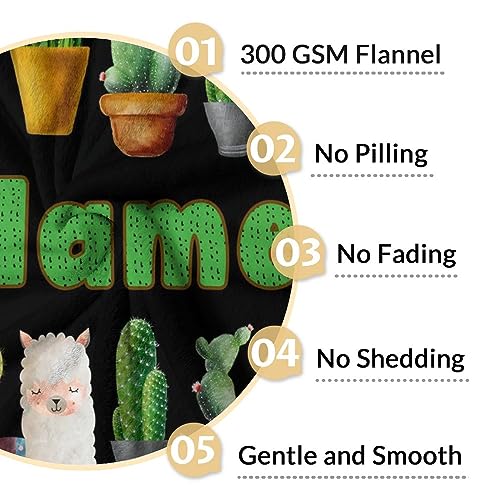 Custom Cactus Throw Blanket - Soft, Fuzzy & Warm - 30x40 Inches Small Blankets for Lap, Crib - Black Aesthetic Throws Gift for Cactus Lovers