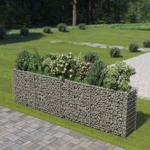 Aiuola rialzata per gabbioni, in acciaio zincato, 360 x 50 x 100 cm, per pietre, decorazione per esterni, giardino, terrazza, balcone