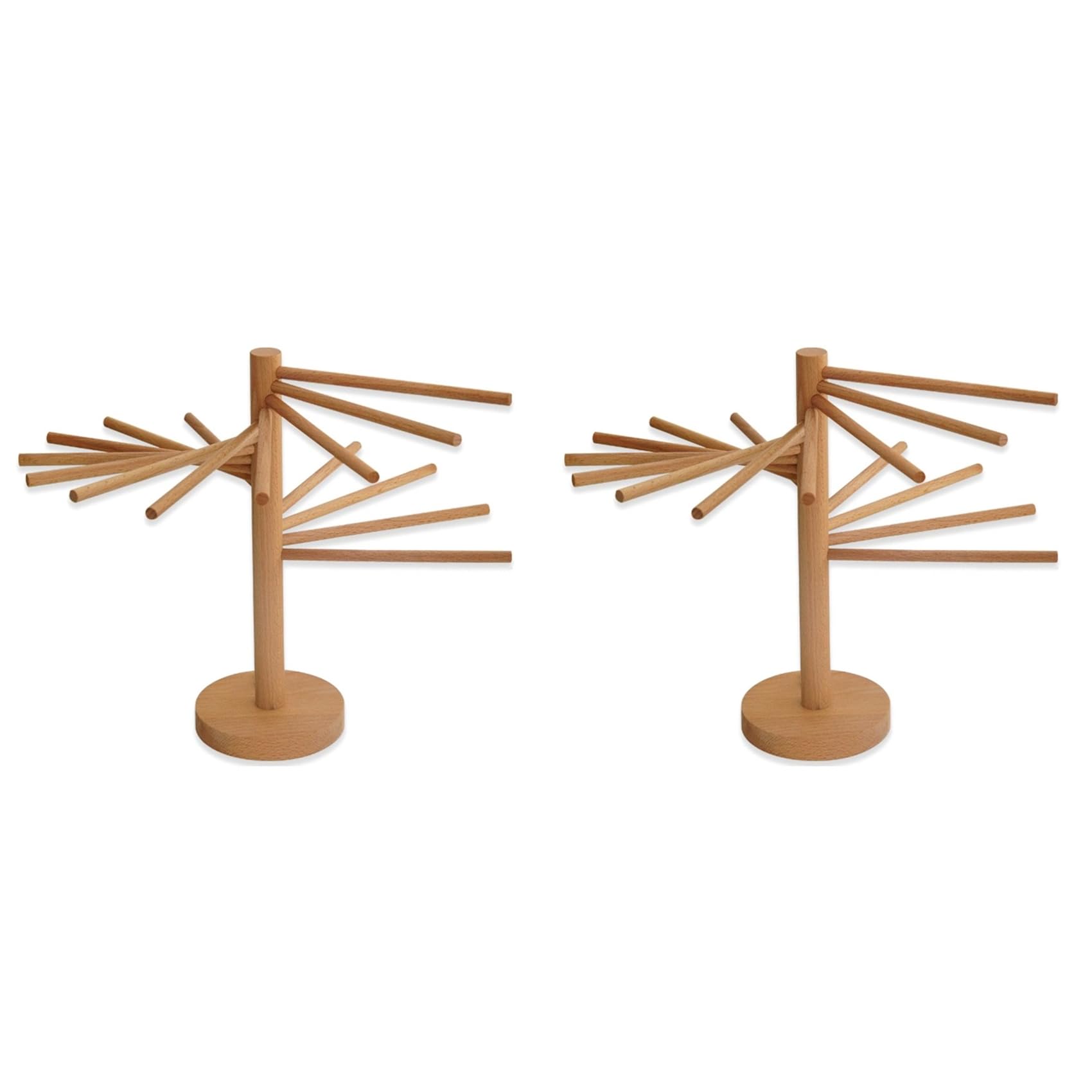 Hndhbfgrt 2X Wood Pasta Dryer Rack, Spaghetti Noodle Dryer, Pasta Hanger Rack with 16 Suspension Rods