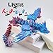 3D Printed Dragon - 18 inch Flying Flexible Dragon with Wings, Home Decor, Birthday Gift, Desk Pet（Aurora）