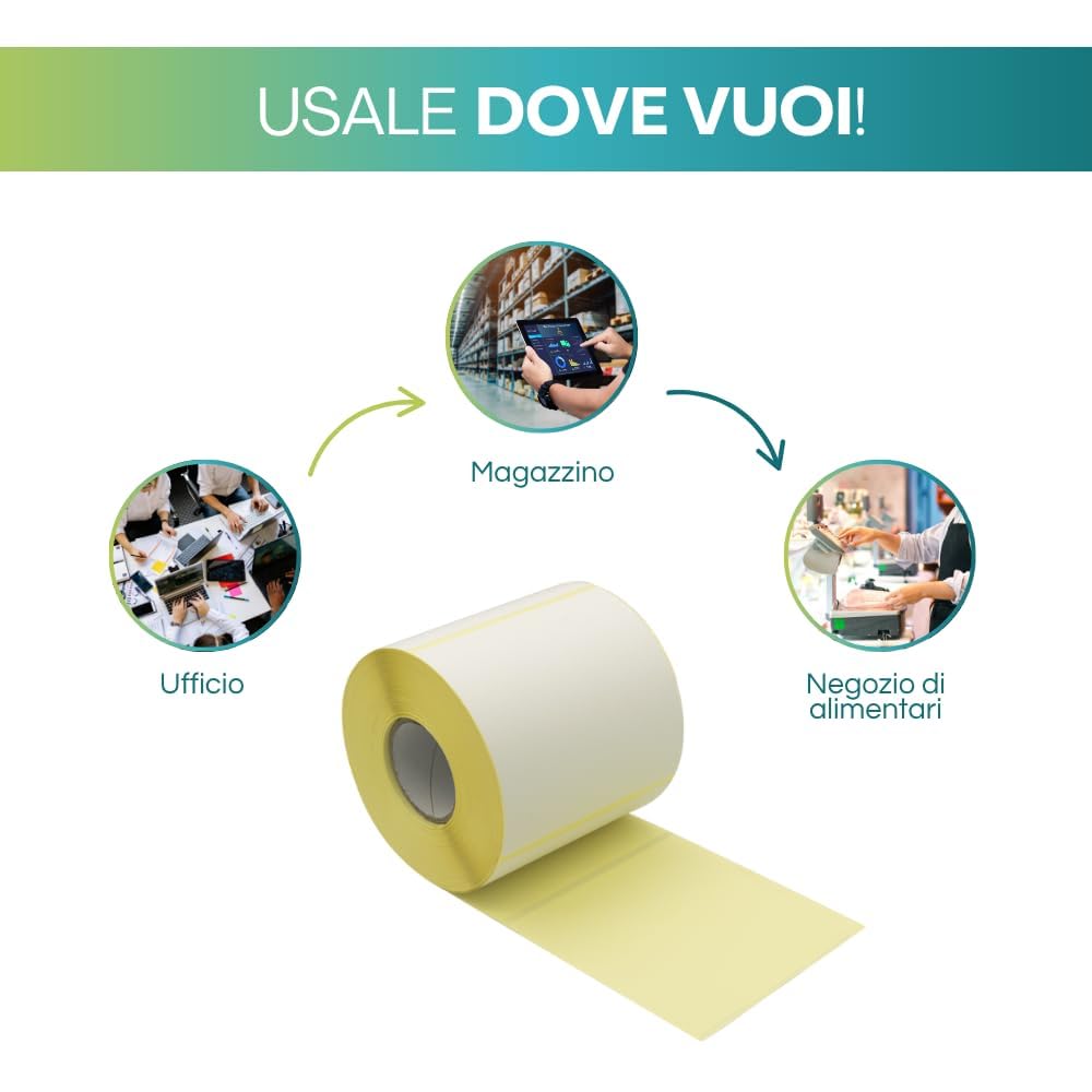 Palucart 15 rotoli da 500 etichette termiche misura 100 x 100 foro 40 mm 7500 pezzi in totale - M