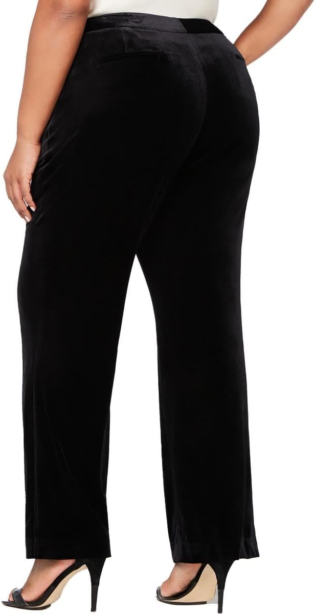 Calvin Klein Womens Plus Velvet Pocket Wide Leg Pants Black 20W