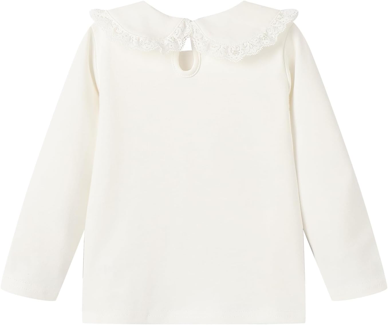 Toddler Little Girls Embroidery Peter Pan Collar Tshirts Long Sleeve Cotton Shirt 2-6Y