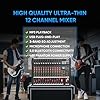 FULUODE 12 Channel Mixer Audio Console, CT-120S Professional Music Mixer DJ Mixing Board with Reverb Bluetooth MP3 Player 48V Phantom Power Supply USB Recording for Studio Karaoke Live Performance
