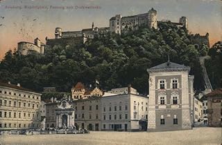 Chapter Square, Fortress and Cable Car Salzburg, Austria Original Antique Postcard