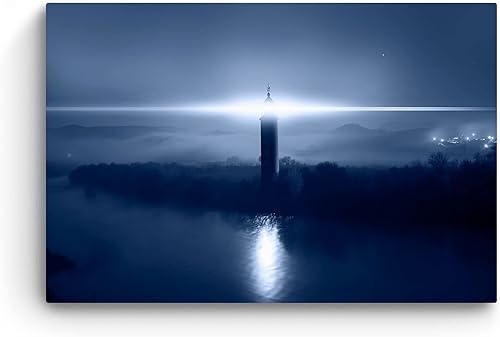 Miniatura 20 de Startonight Arte de pared de vidrio - Decoración de playa caribeña - Arte de vidrio acrílico templado 24 x 36 pulgadas Azul,Palmas blancas y