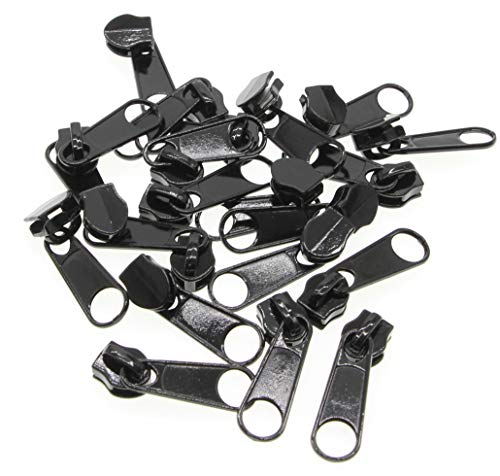 Leekayer #5 Black Nylon Coil Zippers by The Yards Bulk 10 Yards with 25pcs Black Sliders for DIY Tailor Sewing Craft,Luggage,Dress,Sofa Cushion,Pillow,Bag(Black)