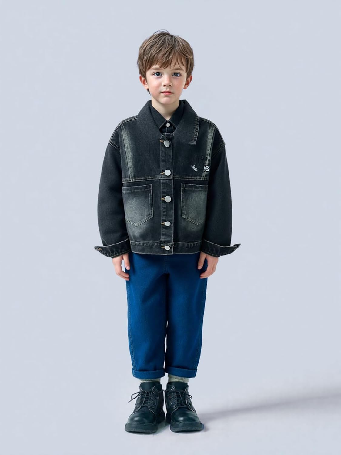 Classic Denim Trucker Jacket for Boys Girls Kids Button Down Jeans Jacket Top Coat Outwear