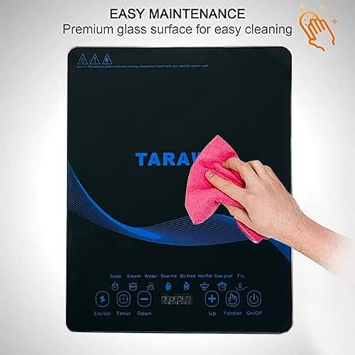 موقد حثي محمول من موتيم بقدرة 2200 واط للطبخ مع 8 برامج، موقد سطح الطاولة بمستشعر يعمل باللمس مع مؤقت محدد مسبقا وعد تنازلي (اسود)