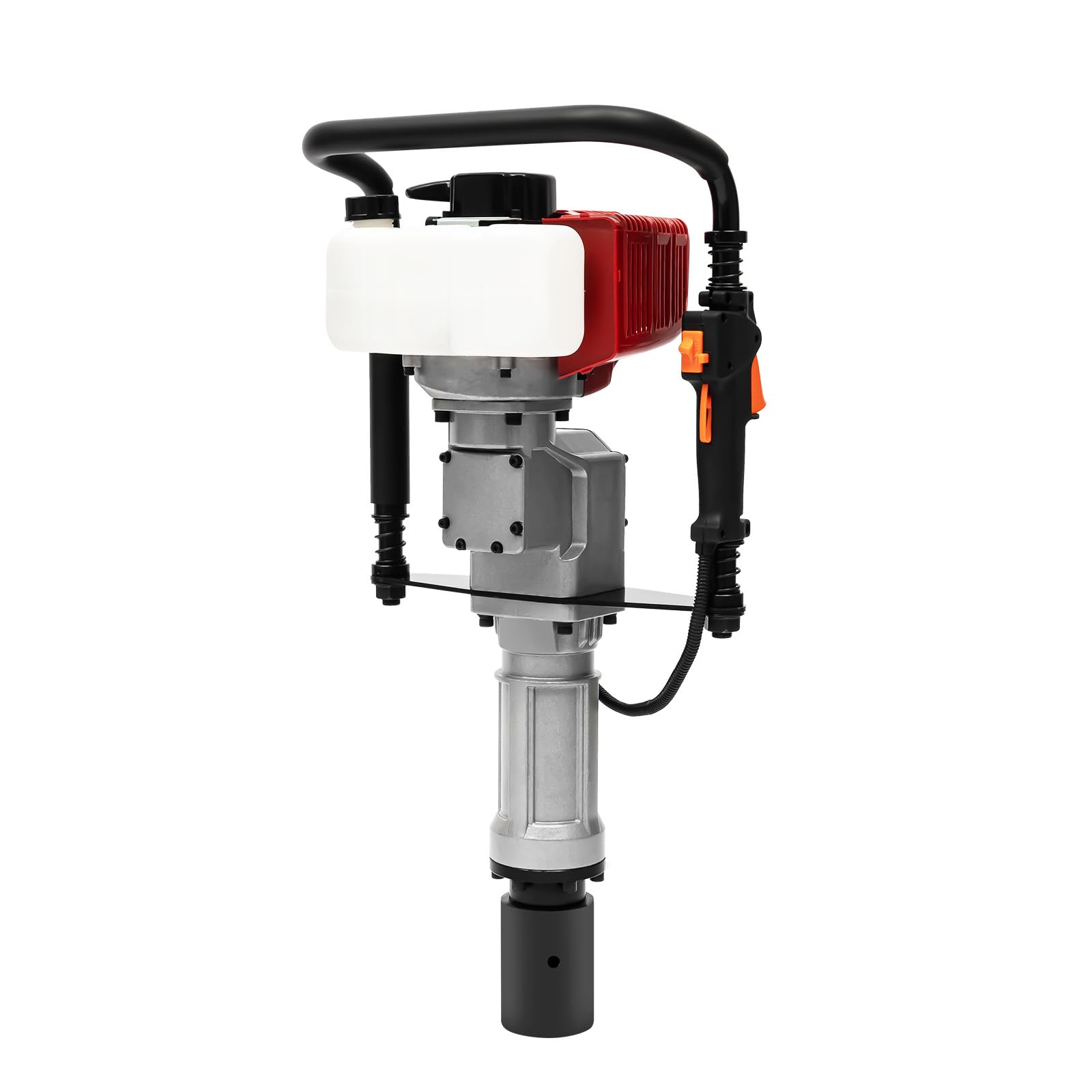 52CC 2-Takt Benzin Pfahlramme, 1900W 45J Aluminium Tragbar Einzylinder Profi Pfostentreiber Handramme Zaunpfahlramme Erdlochbohrer mit 55MM 70MM Hülse für Zaunbau Gebäude Gartenzaun