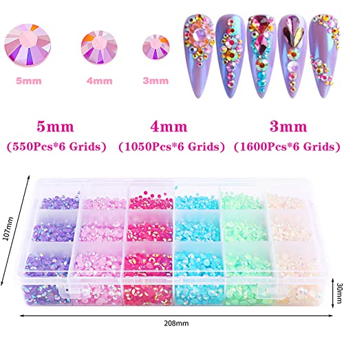 Fulztey 19200Pcs Flatback Rhinestones For Craft Jelly Nail Art Rhinestones Crystals Gem Stones 6 Color Bulk Rhinestone For Nail Diamond Jewels Decoration Design Charms Diy Crafts Clothes Shoes Jewelry #TOP4