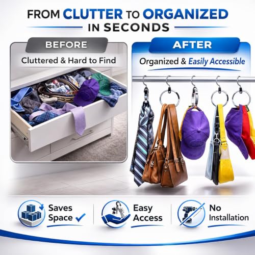 Image of 360 Swivel Belt Organizer Ring | Wardrobe Hanger for Belt, Tie, Cap | Zinc Alloy Construction | 360 Rotatable Design | Multi-Purpose for Belts, Ties, Caps, Scarves | Easy Install Wardrobe Hook
