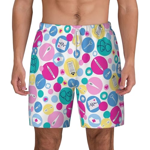 Cute Nurse Breathable Fit Trends Men's Swim Trunks Board Short with Waist Elastic Band Swimming Trunks