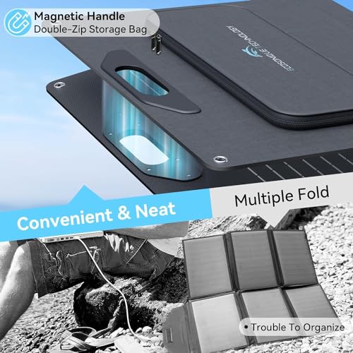 Ecosonique 60W/72W/100W/120W Portable Solar Panel with Adjustable Kickstands,18V MC4/12V DC/QC 3.0 USB-A USB-C(PD 45W) Foldable Solar Panel Charger with Detachable Power Hub Solar Panels for Camping - Image 4