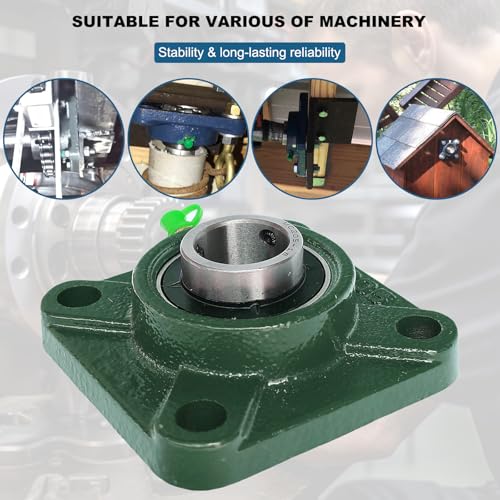 Image of 4 Pack UCF205-16 Pillow Block Bearing - Square Flange 4 Bolt Bearing - Bearing Steel with 1 inch Bore - Self Alignment (UCF205-16)