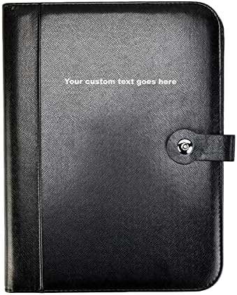 Arpan Personalised Text A4 Zipped Conference Folder Executive Portfolio Professional Business Document Case Bag Organiser Faux Leather (CL-910-CD)