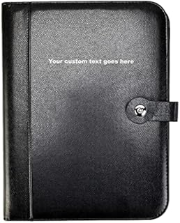 Arpan Personalised Text A4 Zipped Conference Folder Executive Portfolio Professional Business Document Case Bag Organiser Faux Leather (CL-910-CD)