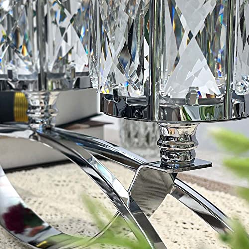 Kehail 3 Arms Crystal Candle Holders, Arch Candlestick Table Candelabras Centerpieces For Wedding, Dinning Room, Cabinet Ornaments, Home Decoration， Gift (3-Arm Arched, Silver) #TOP5