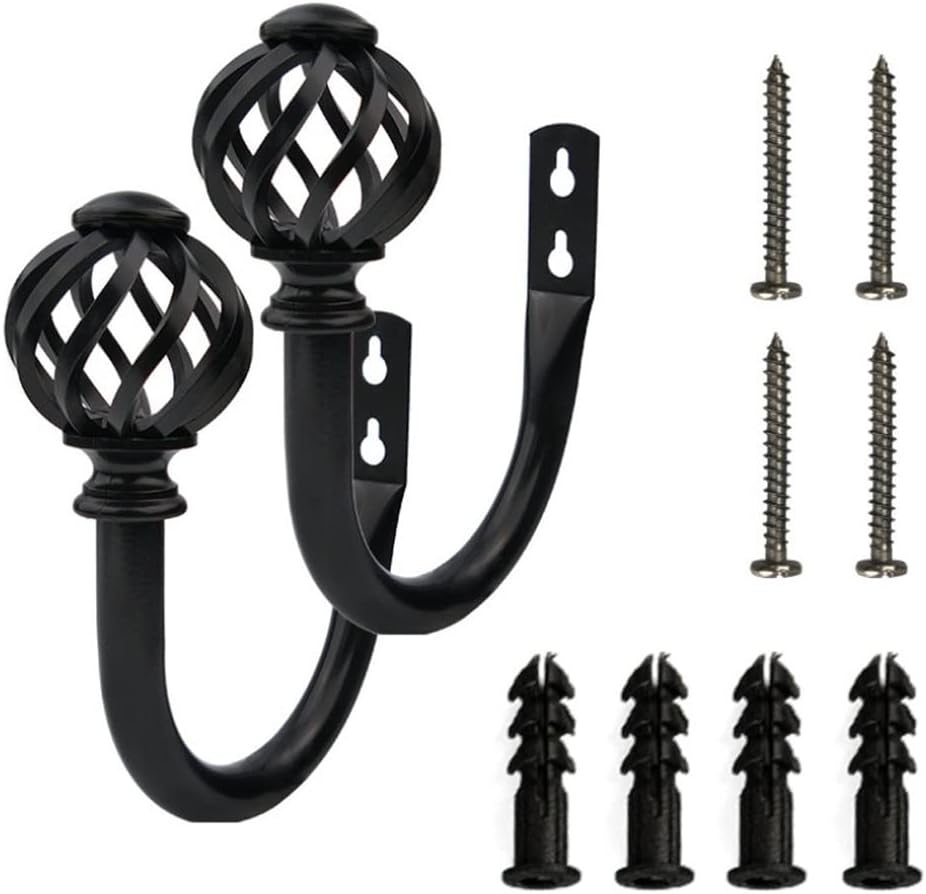 FMURY Metal Ball Curtain Mounted Window Bathroom Curtain Drapery Holder Hook for Home Decoration(E)