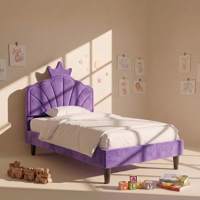nestroots Amethyst Velvet Kids Toddler Bed in Purple | Upholstered Toddler Bed with Premium Velvet Fabric | Kids Bed Frame for Girls & Boys | Modern Children's Bedroom Furniture | Toddler Size Bed-image-42