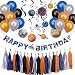 Outer Space Birthday Party Pack, Solar System Hanging Decoration, Foil Swirls Tassel Garlands, Kids Planet Themed Party Supplies, SUNBEAUTY