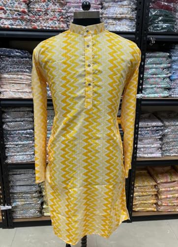 Image of FOXDX Men's Traditional Cotton Floral Printed Only Kurta
