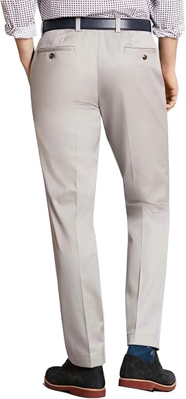 Brooks Brothers Mens 97399 Milano Fit Tech Chino Pants, Light Grey
