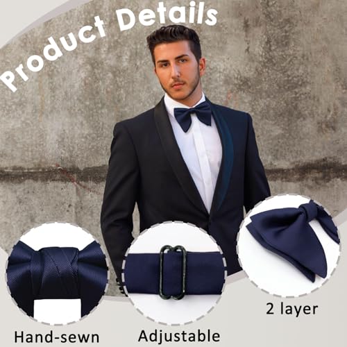 Image of Luckyvestir Oversized Bow Ties for Men, Pre Tied Clip on Men's Black Bowtie for Wedding Tuxedo Banquets Formal Wear