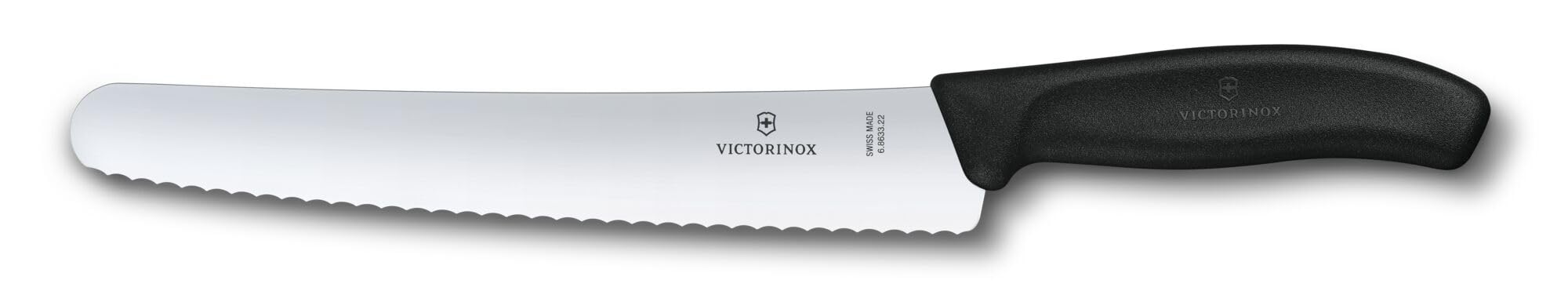 Victorinox Swiss Classic, Pastry Knife, Extra Sharp Blade, Wavy Edge, 22 cm, Plastic Handle, Stainless Steel, Black