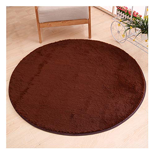 XiinxiGo Tapis Rond Couleur Pure Tapis de Sol Chambre Salon Salle de Bain Cuisine Enfant Moderne Antidérapant Décor Maison,Café,60 CM (Fluff 3 CM) Cover