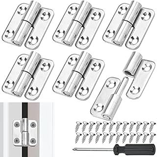FIGFYOU 6 Pcs Detachable Hinge, 1.5 Inch Lift Off Hinge Left Handedness Mini Stainless Steel Hinge Lift Off Pin Hinges with Screws & Screwdriver for DIY Jewelry Boxes Doll Houses Cabinet Tool Box
