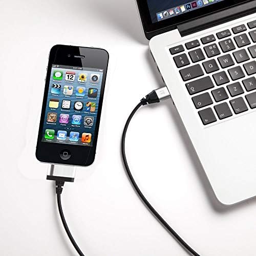 InfoTechnica (2-Pack 2 meters 30-Pin Nylon Braided USB Cable Compatible with iPhone 4 4S 3G 3GS, iPad 1, iPad 2, iPad 3, iPod 5, iPod Classic (Black)