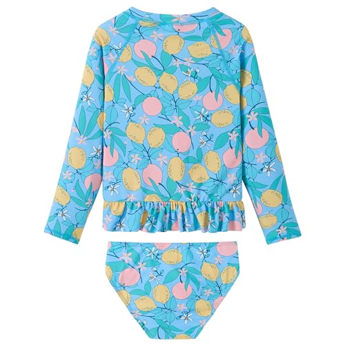 Girls Long Sleeve Rash Guard 2-Piece Swimsuit Set Bathing Suits UPF 50+ Sun Protection 3-8 Years2