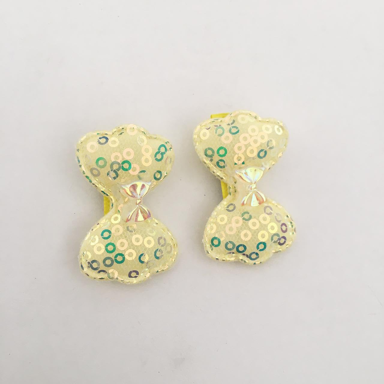 very small hair pins for kids and toddlers yellow color bow shape sequins hair clips pair (pack of 2) fancy side pins center clips hair accessories (B0D2B44GT6) Amazon Price History, Amazon Price Tracker