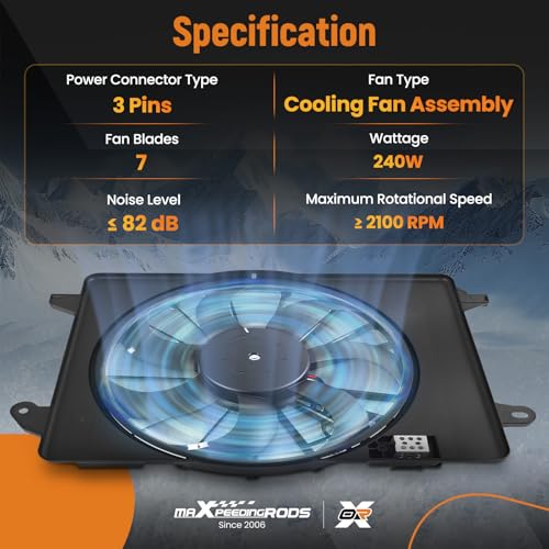 Image of maXpeedingrods Engine Radiator Cooling Fan Assembly for Chrysler 300 2009-2021 for Dodge Challenger Coupe 2009-2021 for Dodge Charger Sedan 2009-2021 CH3115169