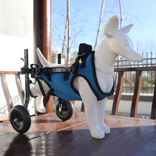 Chariot pour chien en balade : fauteuil roulant réglable bleu - 5