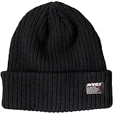 AVIREX アヴィレックス 別注 ミリタリー タグ リブ編み ニットキャップ ロゴ ワッペン ニット帽 ワッチキャップ 帽子 メンズ ユニセックス ビーニー 無地 ブラック 034