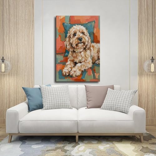 Poster Cockapoo 30x45 cm - Tableau Chien Beige et Bleu pour Déco Salon - 5