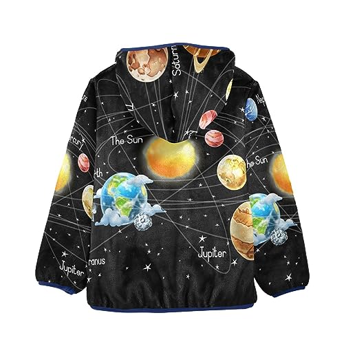 Image of Aflyko Boys Fleece Coat Blue Zip-Up Hoodie Girls Outerwear Kids Hooded Jacket