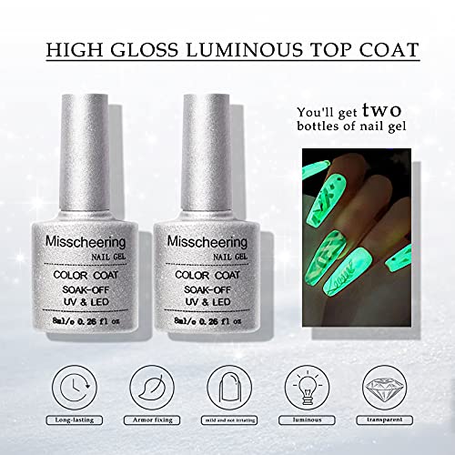 Set 2 piezas de esmalte de uñas luminiscente transparente miniatura 4