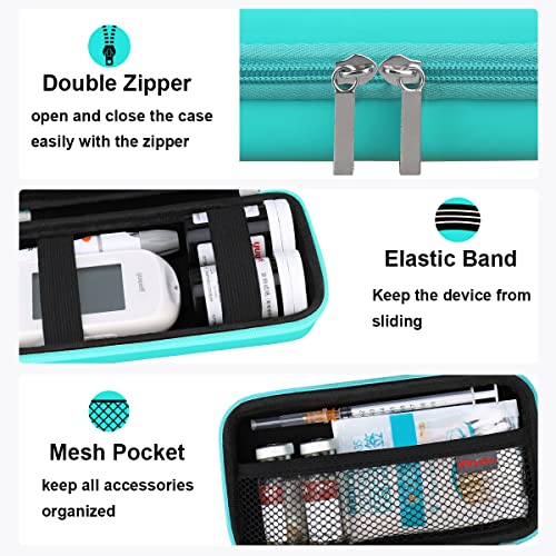 Image of Elonbo Diabetic Supplies Travel Case for Glucose Meter Diabetes Testing Kit | Portable Diabetes Testing Kit Storage Organizer Bag, Glucose Meter Insulin Pen Carrying Case for Test Strips Lancets, Green