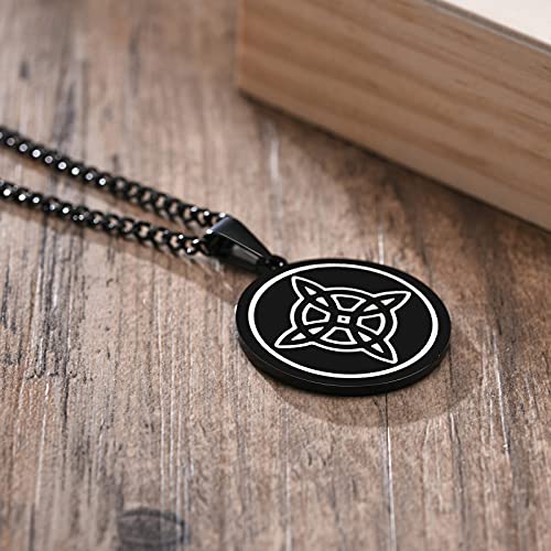 Mealguet Stainless Steel Witch's Knot Necklace：black Witch's Star The Magic Celtic Knot Wiccan Symbol Pendant Pagan Jewelry, Good Luck Protection Amulet Gift #TOP3