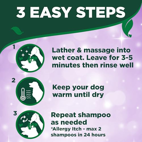 Vet's Best Hypoallergenes Hundeshampoo für empfindliche Haut, lindert Beschwerden bei trockener, juckender Haut, reinigt, befeuchtet und pflegt Haut und Fell 500ml