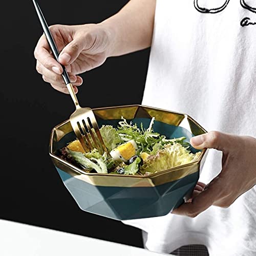ERoomQ Pasta Bowls Ceramic Salad Snack Plate Creative Breakfast Fruit Dessert Soup Cooking & Dining,Green-35.2 * 17 * 2.6cm (Green 18 * 6.5cm)