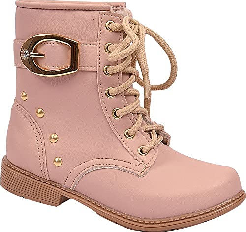 Bota Coturno Infantil Menina Cadarço Fivela Nude