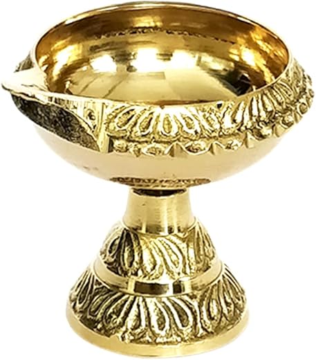 Shubhkart Kuber Diya with Stand (Size: 0) Akhand Brass Table Diya for Puja|Heavy Base Aarti Diya|Brass Deepak for Pooja Di...